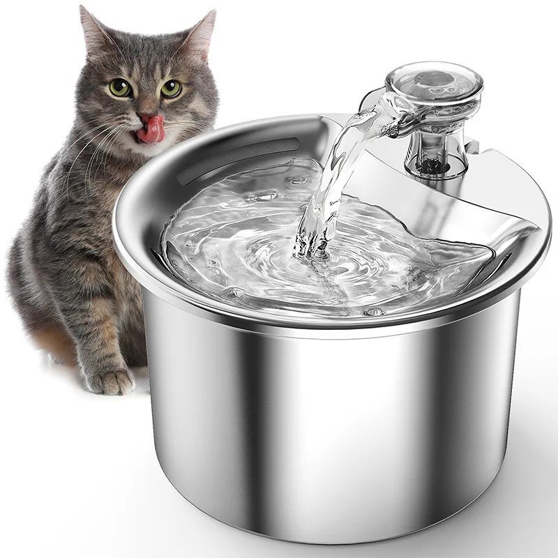 

Pet Water Dispenser 304 Stainless Steel Fountain Circulation Filter Cat Dog Water Feeder