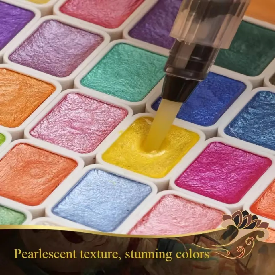 Pearlescent Watercolor Pigments, Painted Watercolor, Solid Metal Packaging, Traditional Chinese Painting, Nail Art, Thangka, Gol