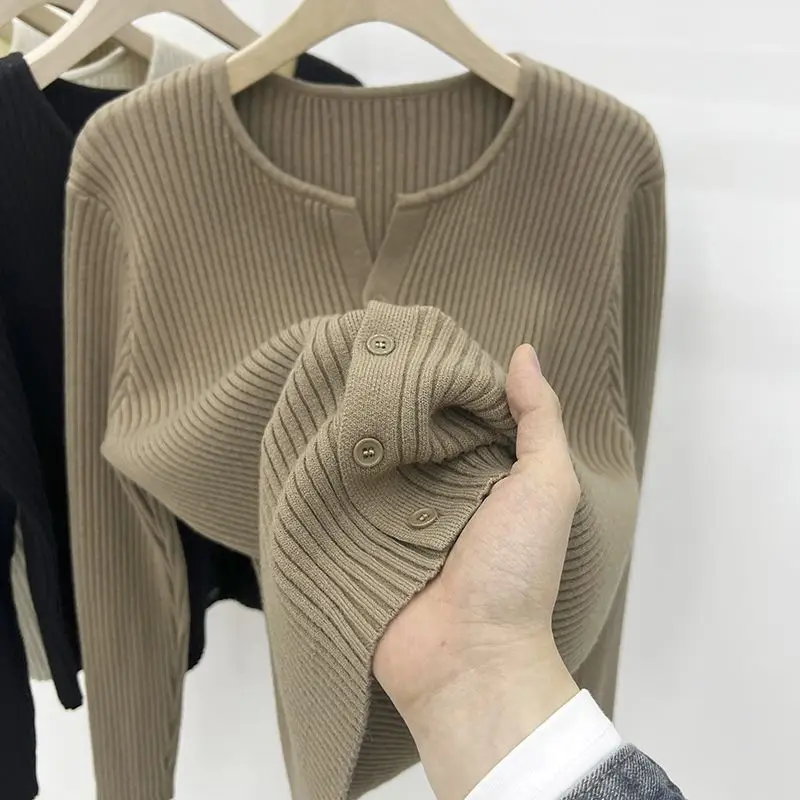 

Autumn Winter O Neck Long Sleeve Women's Sweater Button Cardigan Solid Fashion Slim Casual Elegant Chic Harajuku Commuting Tops