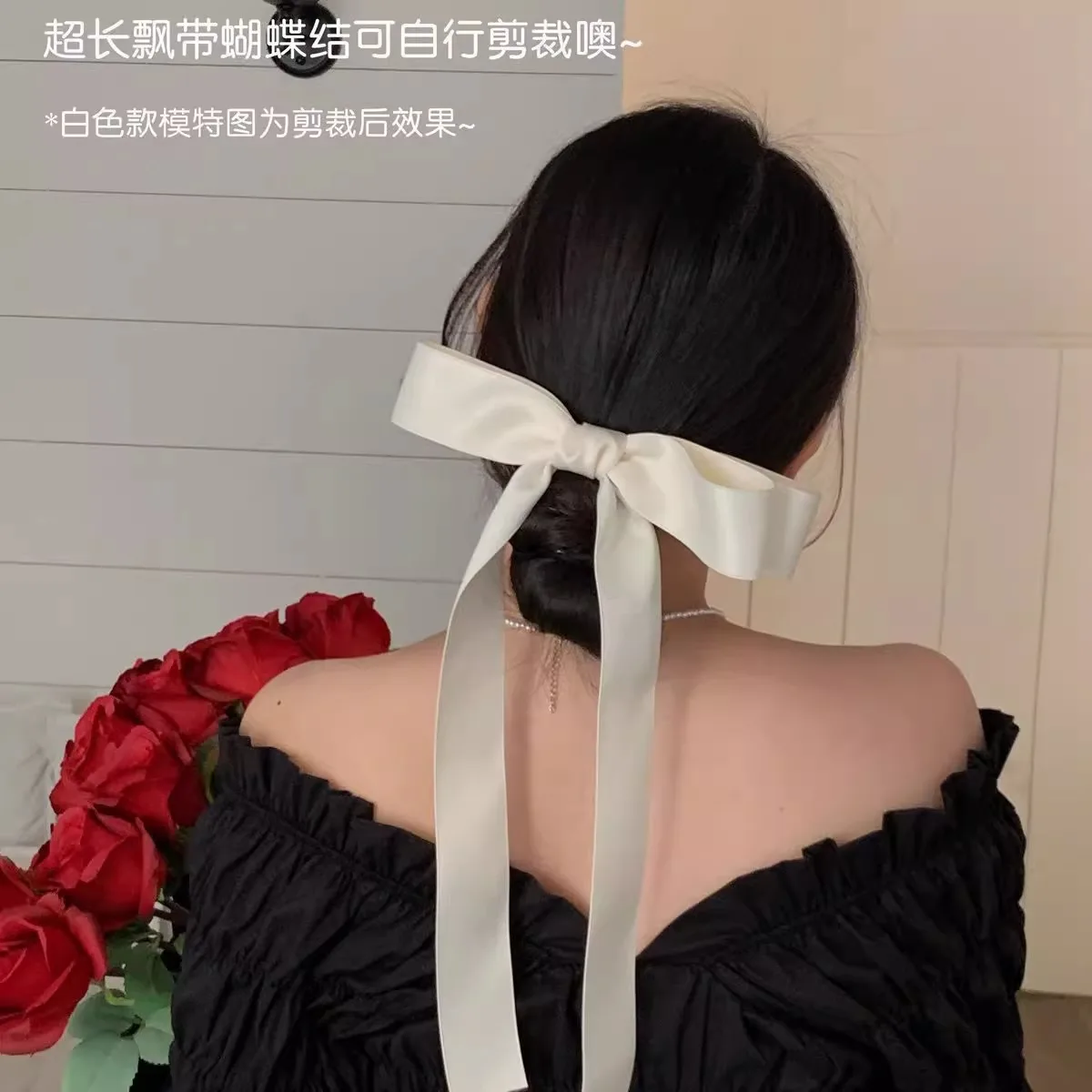 Damenmode Haarspange Extra lange Schleife Band Haarspange Französisch Girly Rosa Haarspange Zubehör Süßer Stil Kawaii Haarband – Detail 8