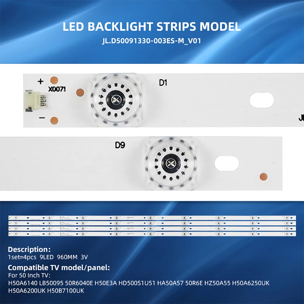 Tira de Luz de Fundo Led para H50a6140 50a6100 Lb50095 50r6040e Lb50095 v0 Jl.d50091330003es-m_v01 - Imagem 3
