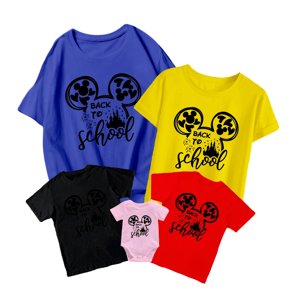 

Back to School Disney Parent-Child T-Shirt Mickey Graphic Printing Fashion Trend Comfortable Round Neck Versatile 2022Summer New