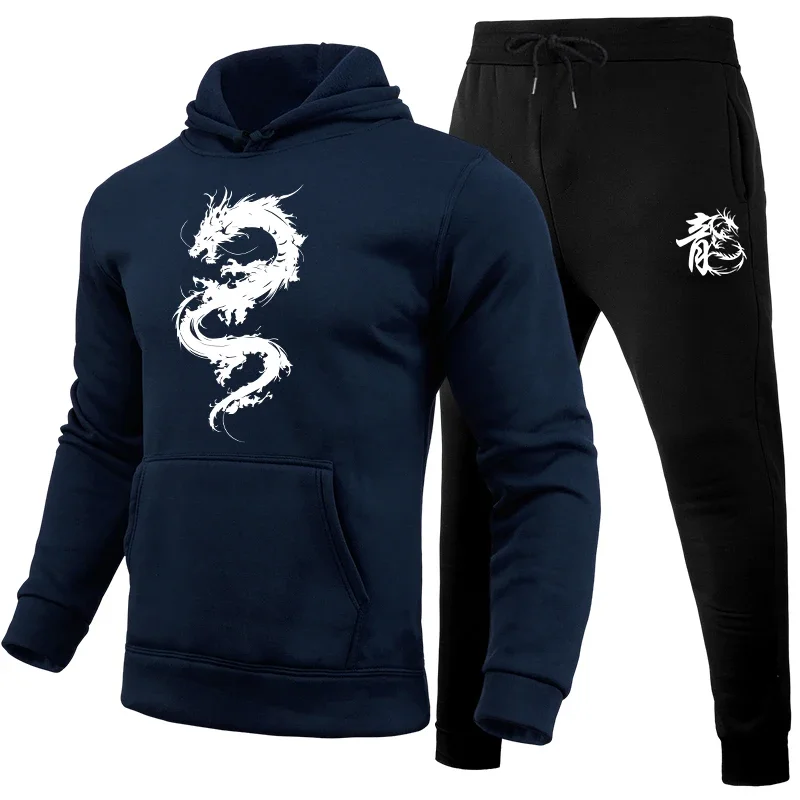 Men Autumn Winter Hoodies Tracksuit Gym Outfits