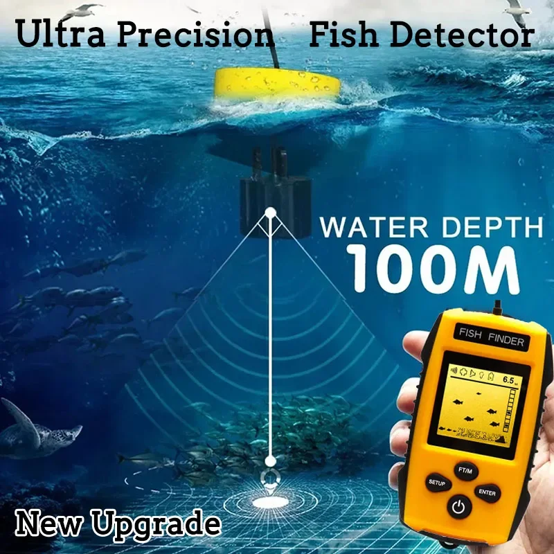 Détecteur de poissons portable main avec sonar et transducteur - Pour pêche kayak glace bord