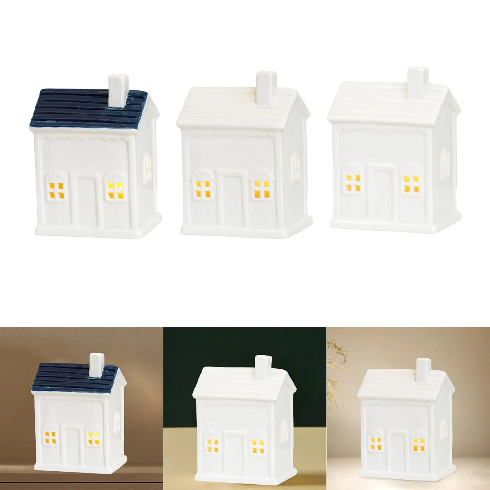 Ceramic House Candle Holder Pottery Candlestick Holder Small House