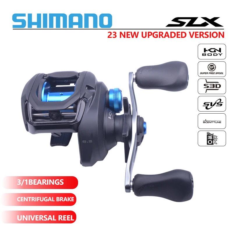 

Новинка 2023, рыболовная катушка SHIMANO SLX для заброса приманки, 3 + 1 шарикоподшипник, передача 6,3: 1/7.2:1/8,2: 1, металлическая катушка S3D, рыболовные колеса