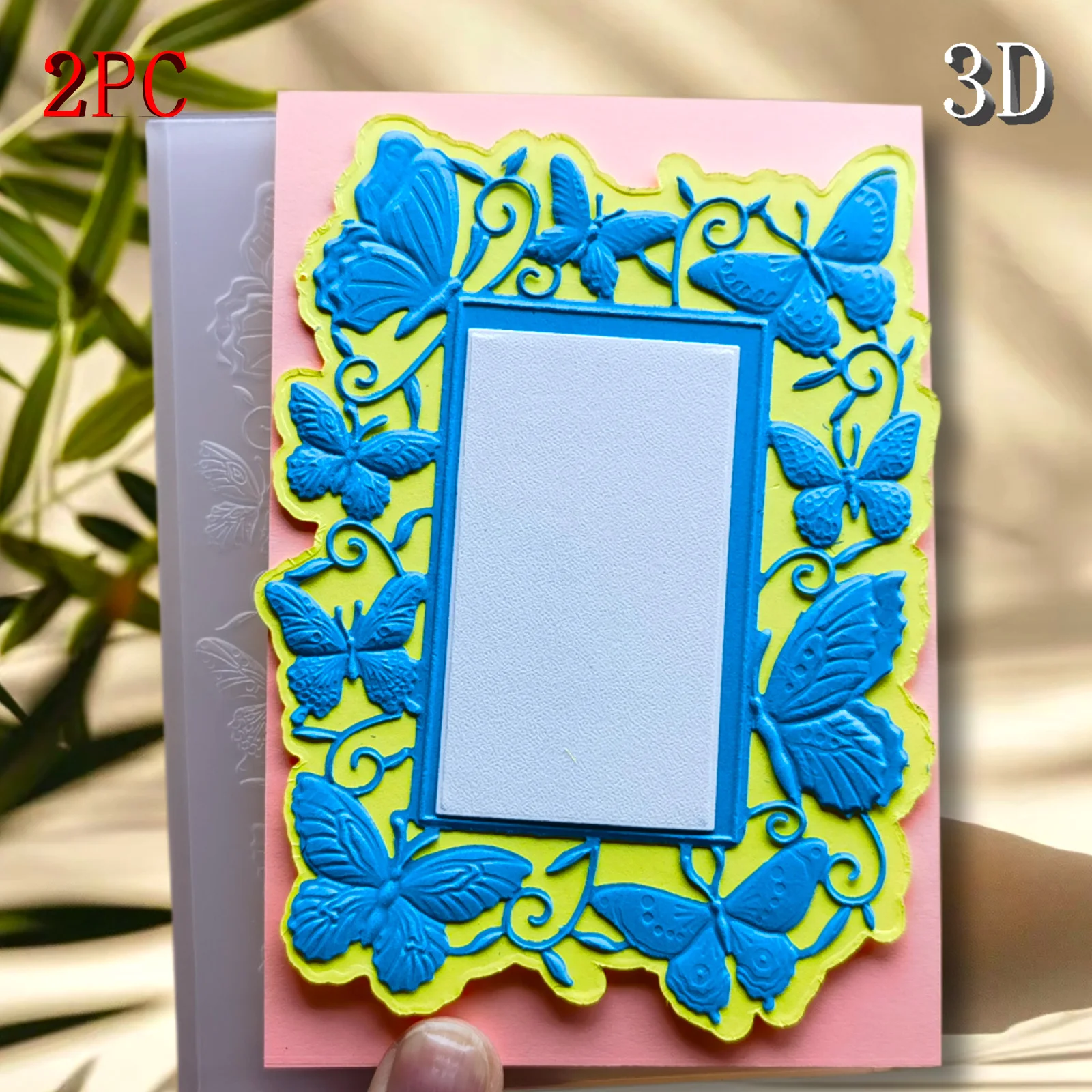 3D 나비 장식이 있는 창의적인 프레임 디자인 요소 - 3D 엠보싱 폴더와 어울리는 다이컷 - DIY 공예에 적합합니다.