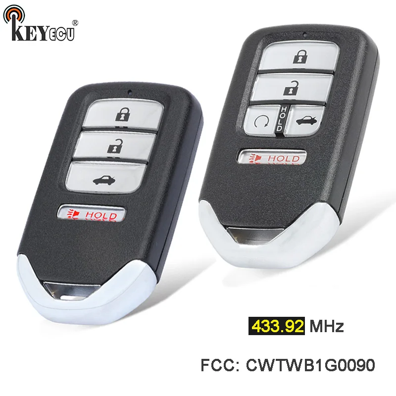 

KEYECU 433.92MHz 4A FCC ID: CWTWB1G0090 Replacement 4 5 Button Remote Car Key Fob for Honda Accord 2018 2019 2020 2021 2022