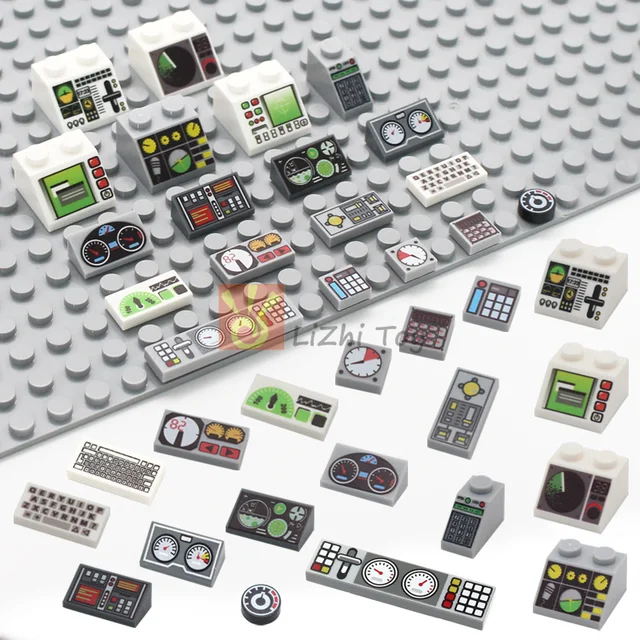 20pcs Printed Tile Instrument Meter Dash Keypad Control Center Panel Building Blocks Bricks Compatible with 85984 3039 3070 3069 5