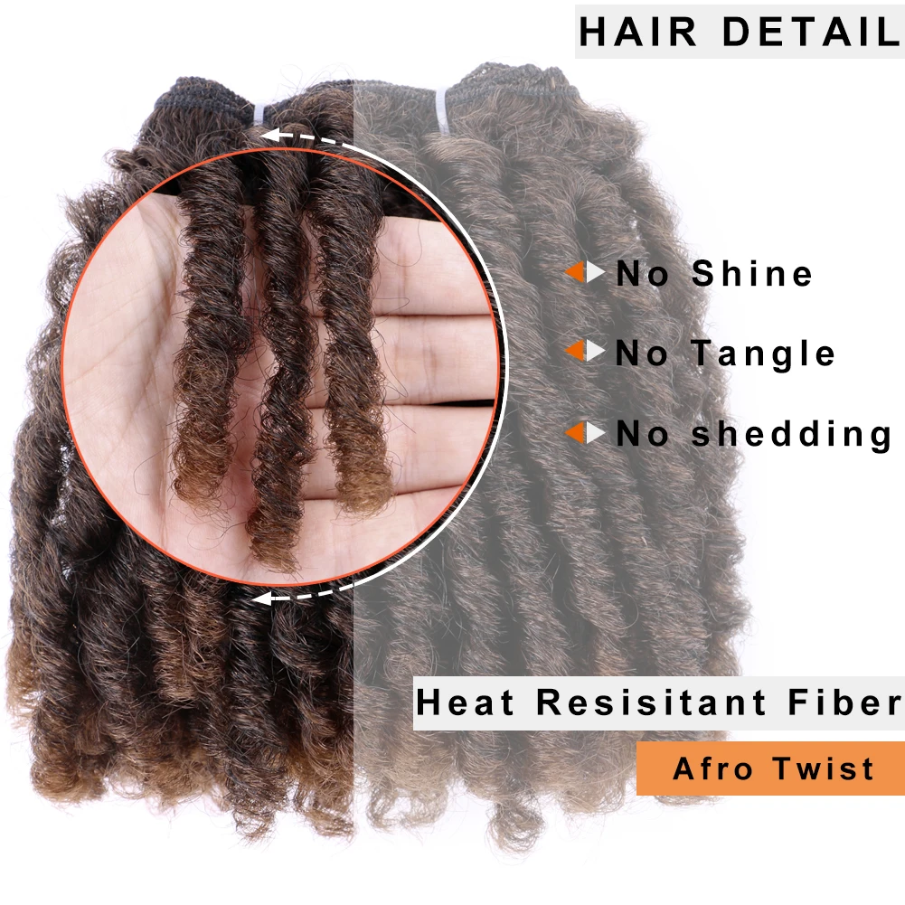 Short Afro Twist Double Weft Hair Weaving Synthetic Dreadlocks Bundles Bouncy Curly Hair Weaving For Black Women