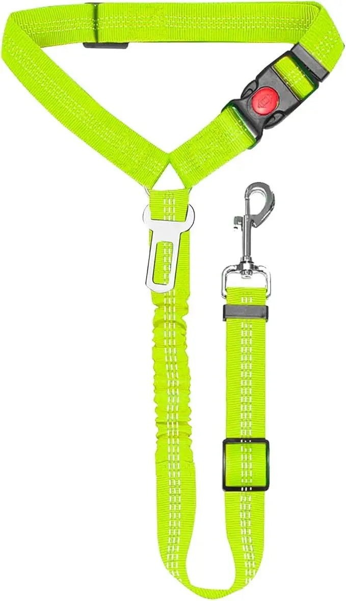 Adjustable Pet Car Seat Belt With Shock Absorbing Elastic Universal Clip Reflective Pet Car Seat Belt Outdoor Supplies
