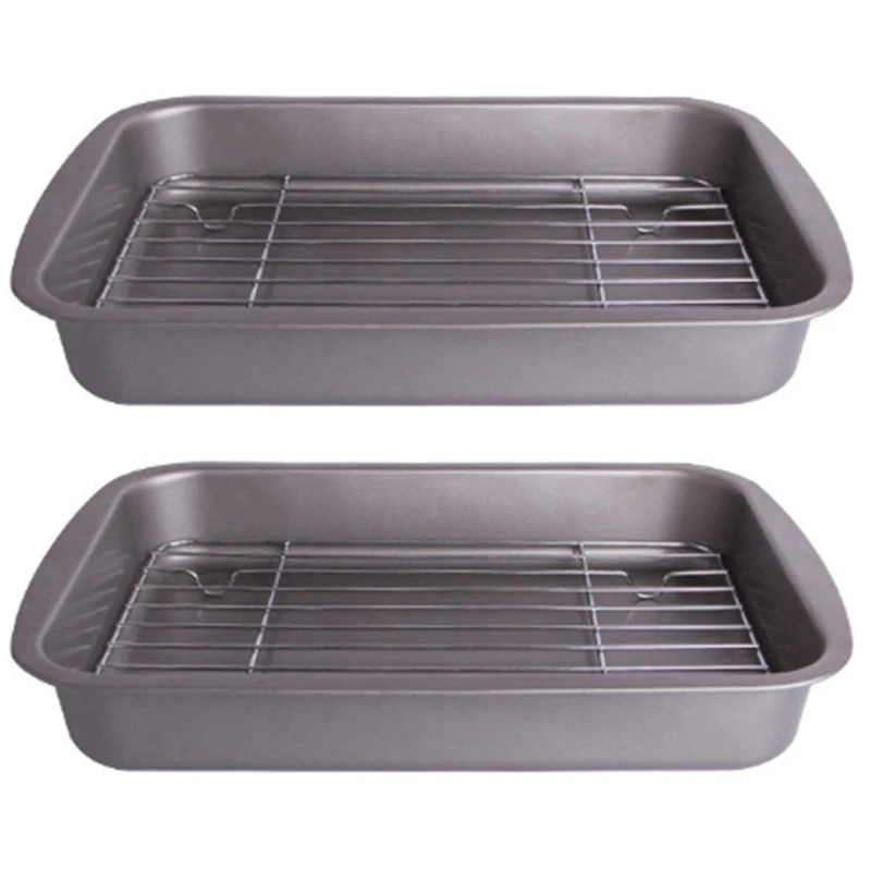 

2X Baking Tray With Removable Cooling Rack Set Baking Pan Sheet Used For Oven Non Sticky Baking Tray Bread