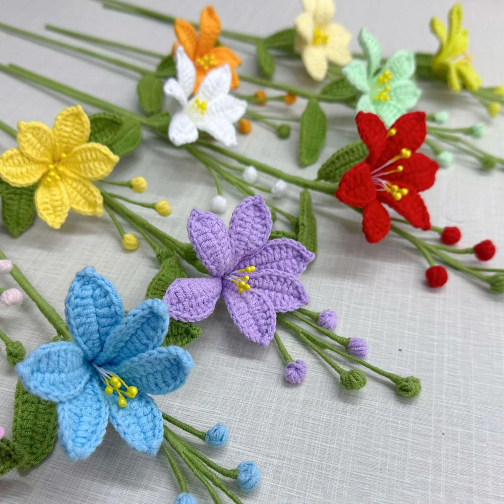 Mars Lily Bouquet Fertiger handgefertigter Blumenstrauß, wunderschöne Häkelblume, Dekoration für Zuhause, Hochzeit, Geschenk für Freunde