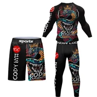 New Rashguard For Men Jiu Jitsu MMA T-shirt+Pant Set Brazilian Grappling Bjj Gi Boxing Rash Guard MMA Shorts Boxeo Fight Jerseys 2