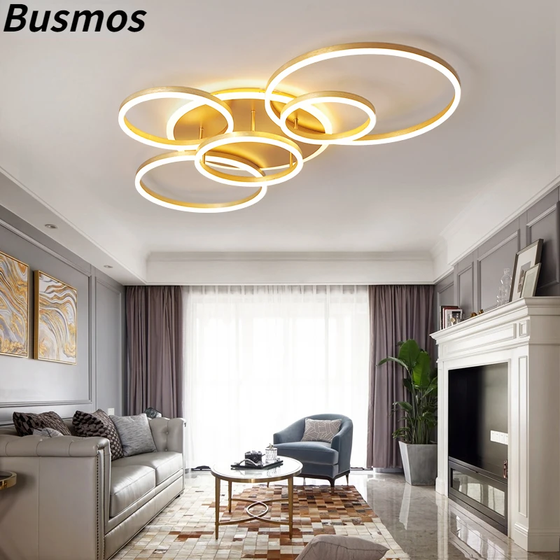 

Modern Minimalist Gold White Led Ceiling Lamp Nordic Living Room Bedroom Study Indoor Lighting Chandelier Lamps 90-260v