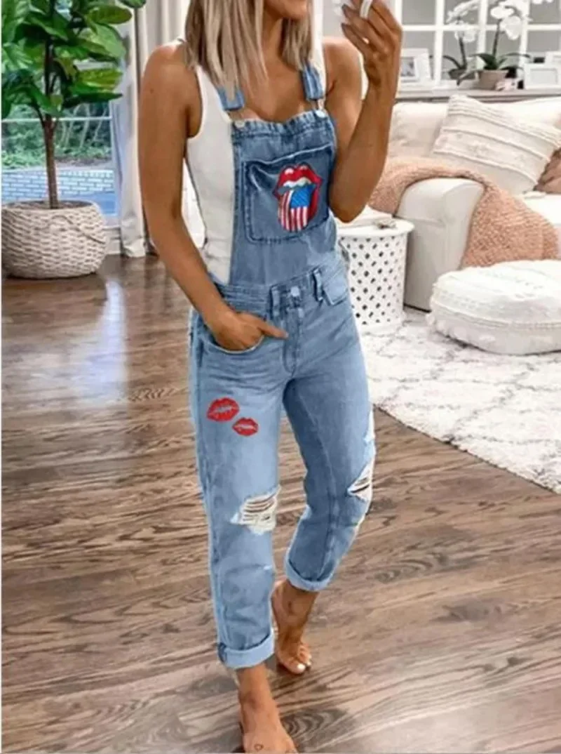 Women's Striped Overalls – Green & White Jumpsuit With Adjustable Straps, Elastic Cuffs – Casual, Gardening, Festival Outfit