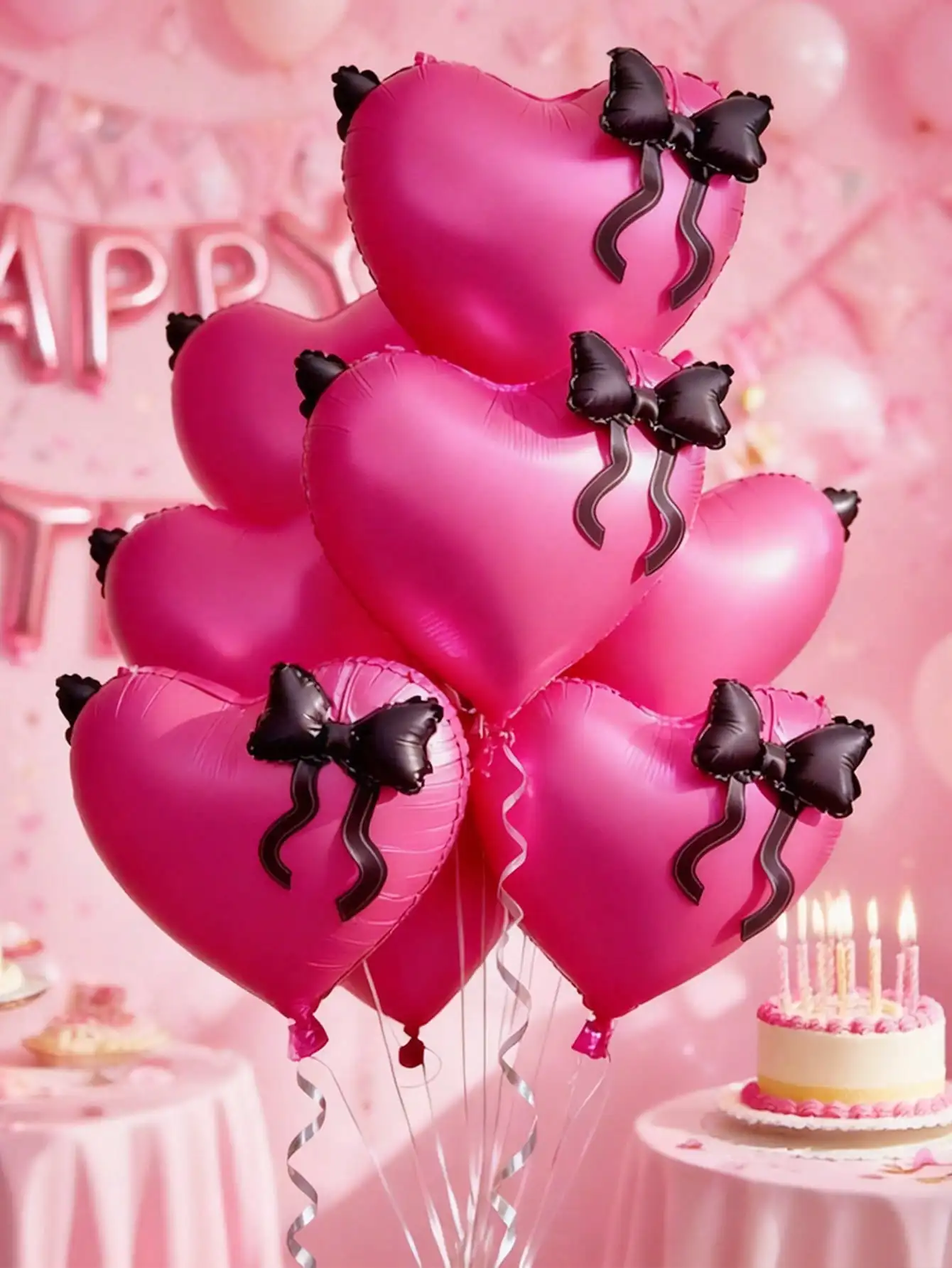 5 Stück 22 Zoll herzförmige Folienballons mit niedlichen Mini-Fliegen für Damen, Prinzessin, Geburtstagsparty-Dekorationen, Babyparty – Detail 7
