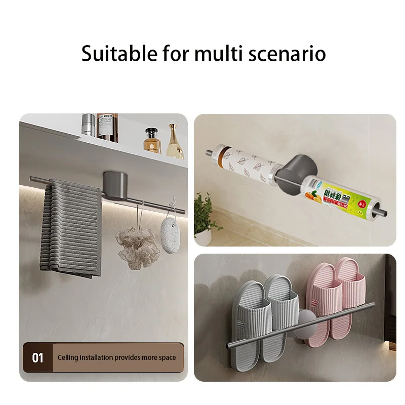 Bathroom Towel Rack Towel Holder Adhesive High quality Wall Mounted Aluminium No Drill hanger Bathroom Accessories