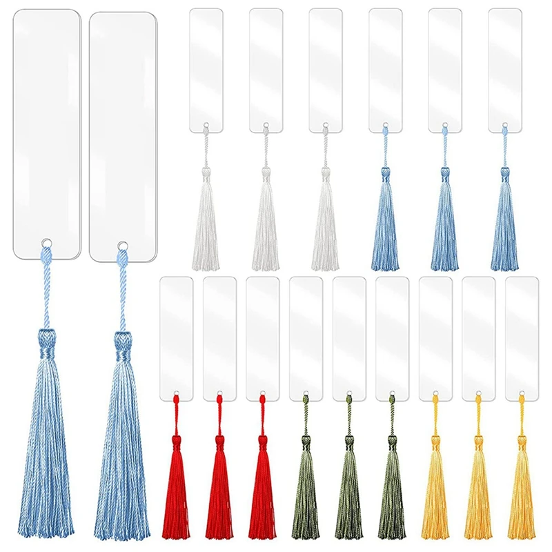 

120X Blank Acrylic Bookmark Acrylic DIY Bookmark Unfinished Acrylic Book Markers Ornaments And 120 Colorful Tassels