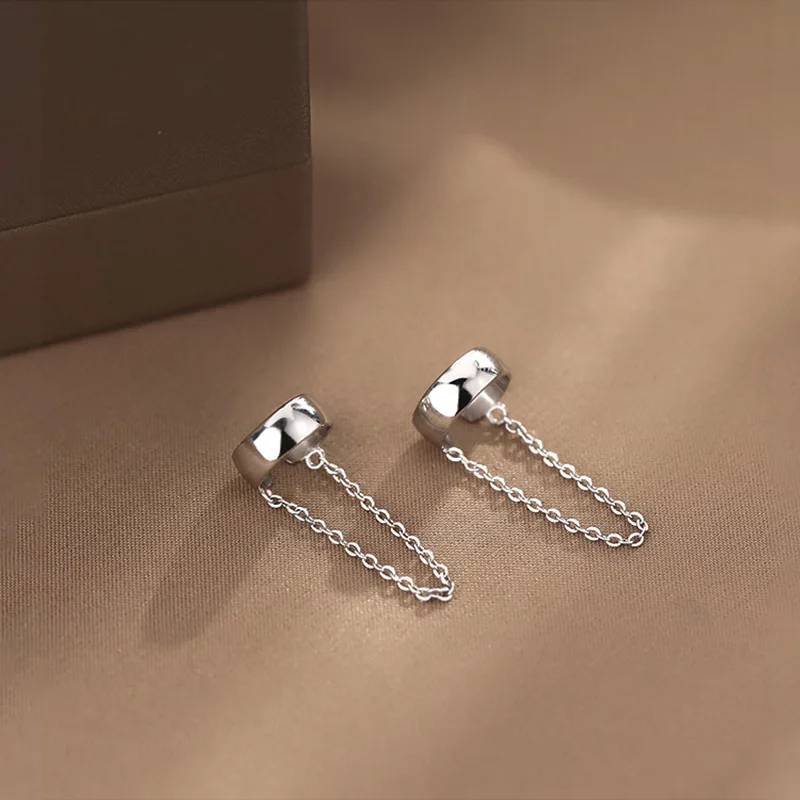Korean Long Tassel Ear Cuff Earrings for Women Small Fresh C Shaped Ear Bone Clip Chain Dangle ear clip,ear accessories,ear clip earrings,clip earrings