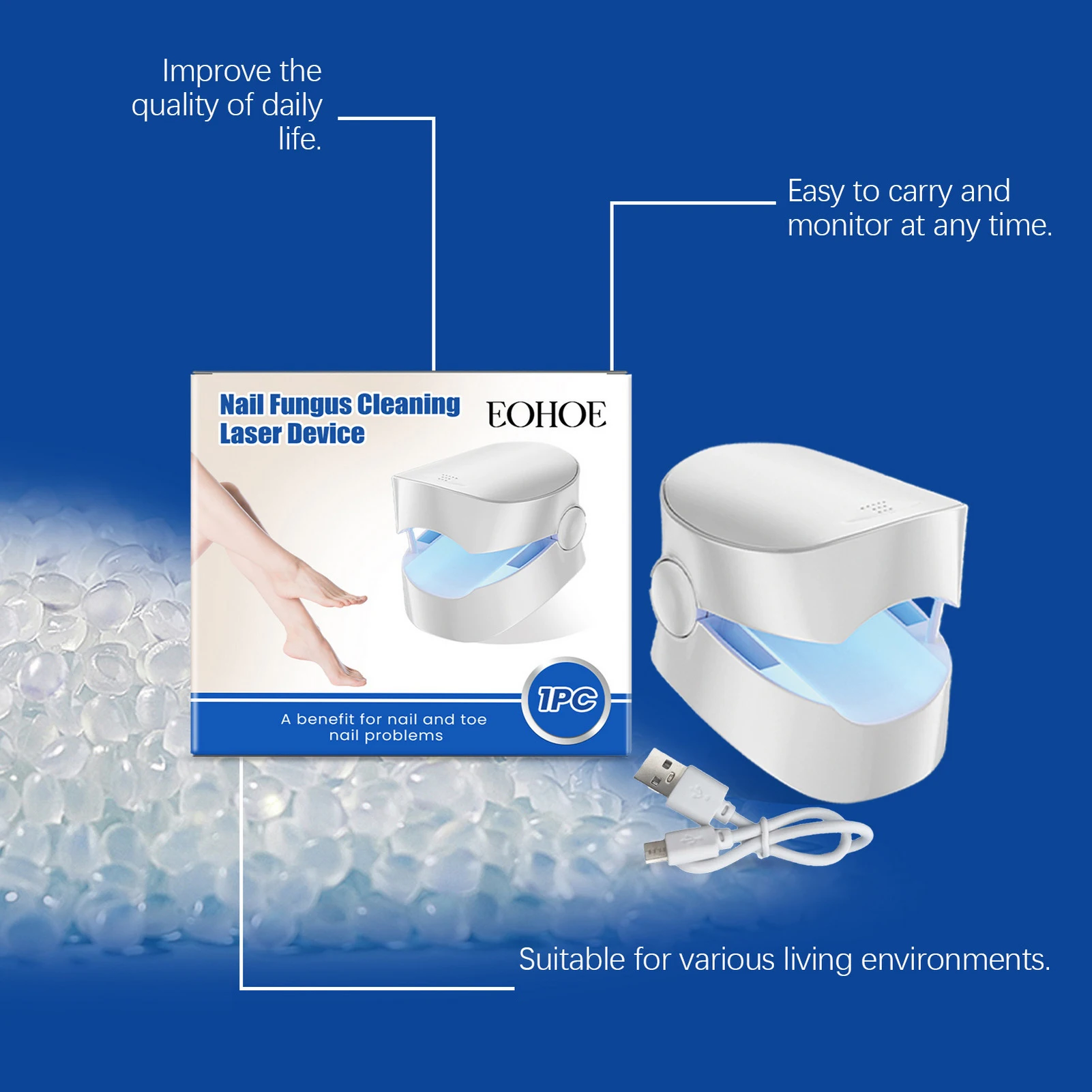 Foot Nail Fungus Remover Device Rechargeable Nail Fungus Cleaning Light Device Thick Toenails Fingernails