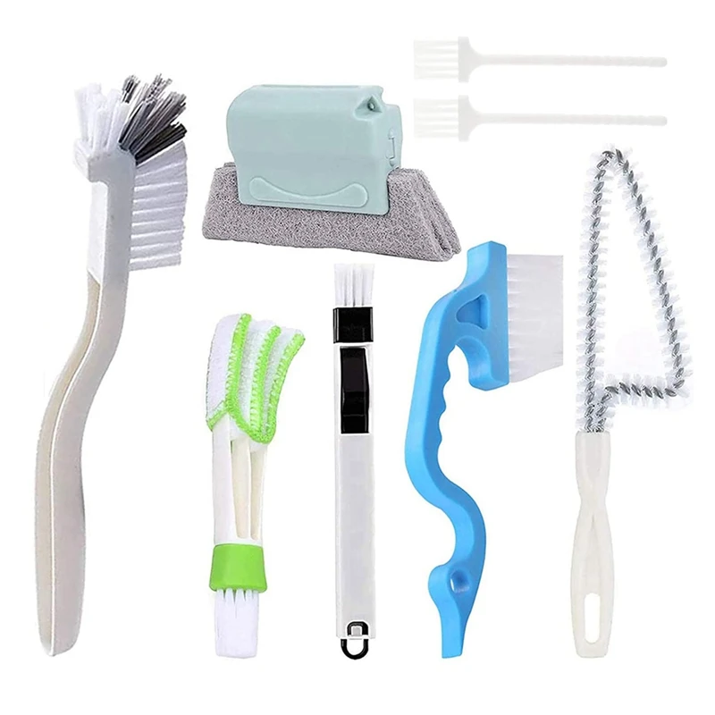 

8 Piece Hand-Held Space Cleaning Tool Window And Sliding Rail Cleaning Brush As Shown Household Cleaning Brush Set