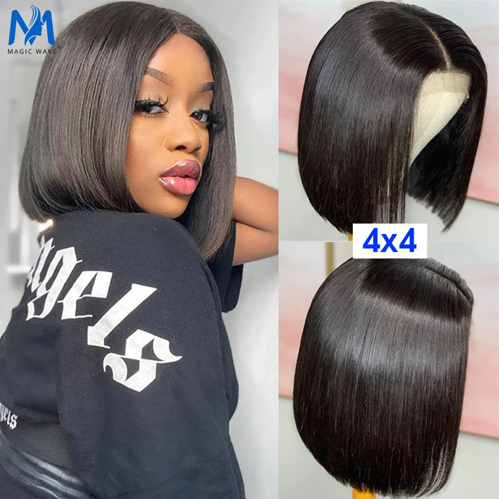 

Human Hair Wigs Straight Bob Wig 4x4 Lace Closure Wig for Women Human Hair Short Glueless Straight Bob Wig Transparent Lace Wigs