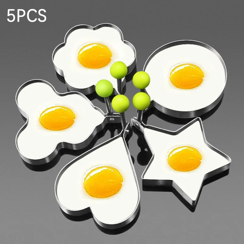 Stainless Steel Egg Frying Machine 5pcs Breakfast Baking Model Heart-Shaped Gadge egg cooker