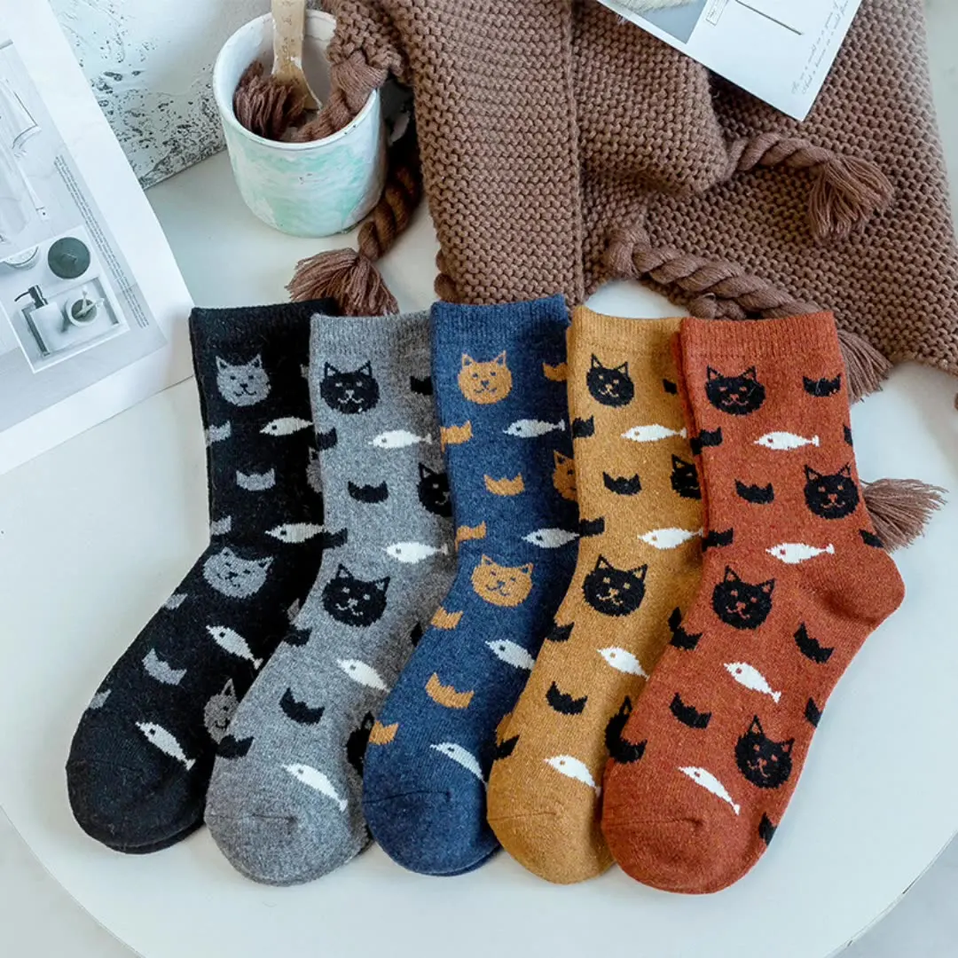 6 Pack Funny Socks for Women Bright Color Vintage Pattern Cat Kawaii  Harajuku Comfortable Casual Cartoon Pattern Cute Socks - AliExpress