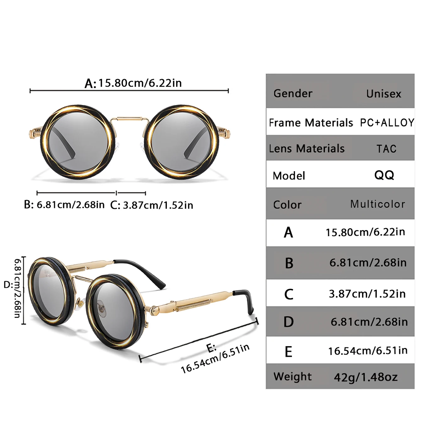 Cycling Glasses Men Women Steampunk Rotatable Lens ND Glasses - Adjustable Brightness Alloy Frame Goggles with BOX