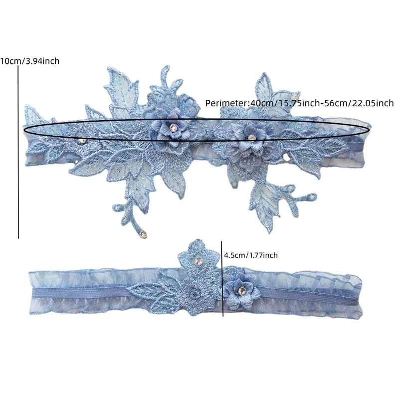 Description Picture 2 of item1 Pair Womens Sexy Elastic Garters Girls Cosplay Lace Floral Thigh Ring Garter Bride Wedding Party Bridal Accessories