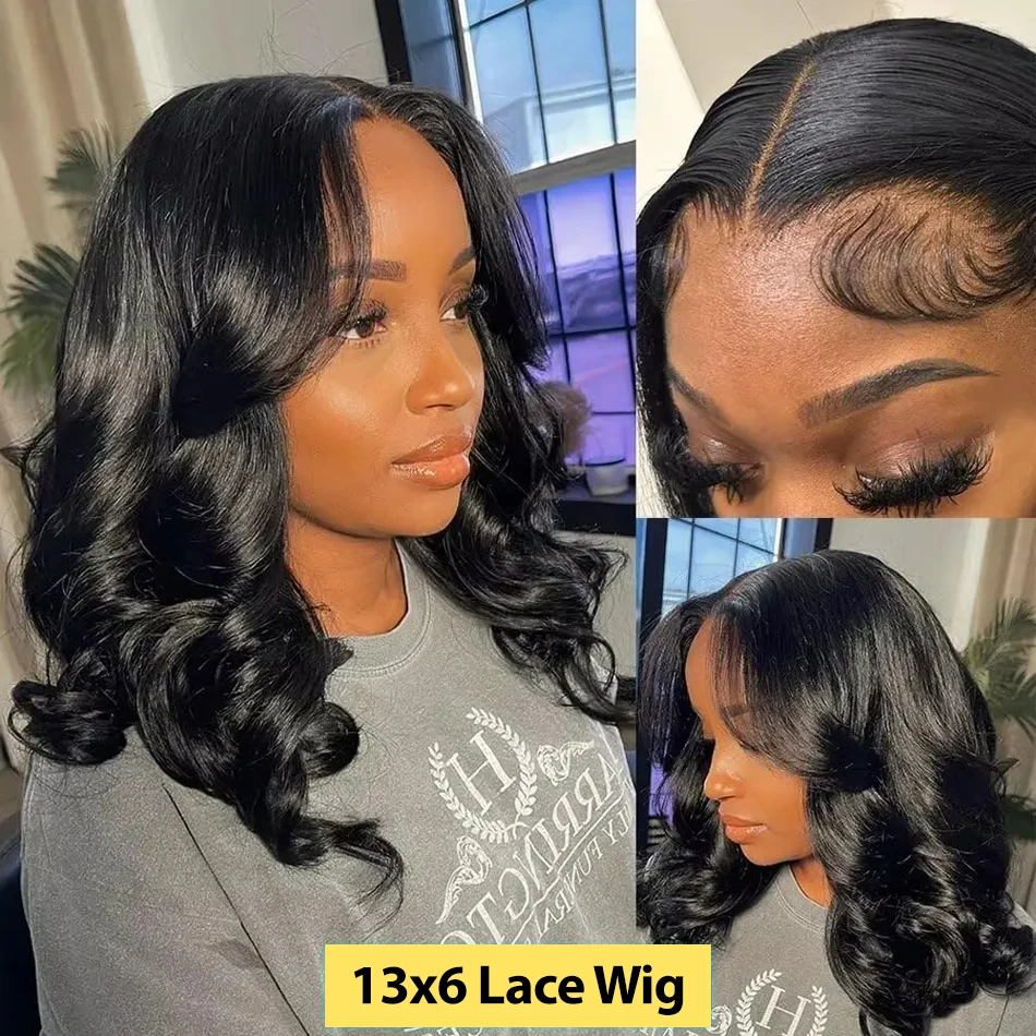 Brazilian Short Bob 13x6 HD Transparent Lace Front Body Wave 13x4 Lace Frontal Human Hair Wavys Closure Wig For Women