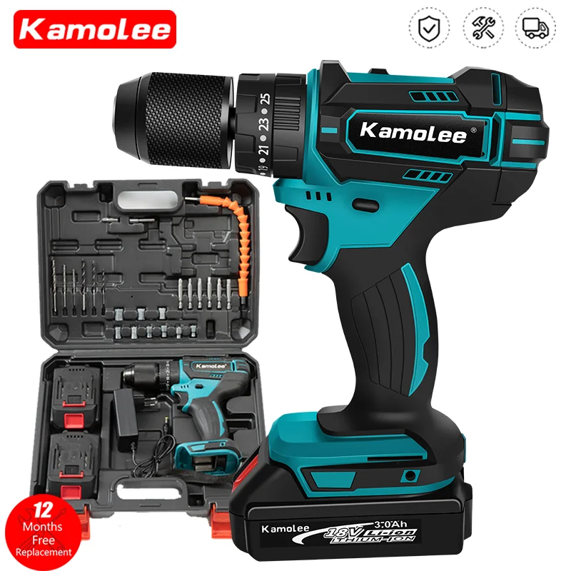 Kamolee 13mm Brushed Cordless Electric Impact Drill Electric Screwdriver Home DIY Power Tools For Makita 18V Battery ddf487 13mm brushed cordless electric impact drill electric screwdriver home diy power tools suitable for makita 18v battery