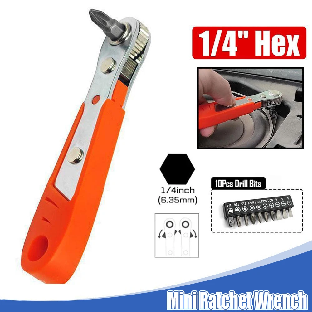 Hexagon Ratchet Spanner 1/4inch Mini Quick Release Socket Tools Household Handle Repair Tool Wrench Screwdriver for Car Vehicle hi spec 126pc 1 4 drive socket set metric auto repair hand tool set with quick release ratchet socket wrench screwdriver bit set