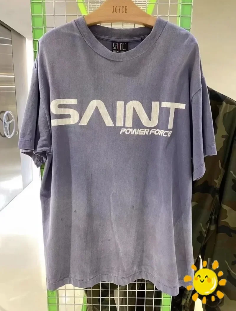 

Новая модная новая промытая Футболка SAINT Michael M6, темно-синяя футболка для мужчин и женщин, уличная футболка оверсайз с коротким рукавом