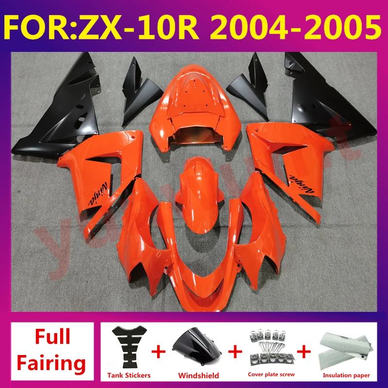 

For Kawasaki Ninja ZX10R ZX 10R ZX-10R 2004 2005 Motorcycle Fairing Kit ABS Injection mold kits Accessories zxmt orange black
