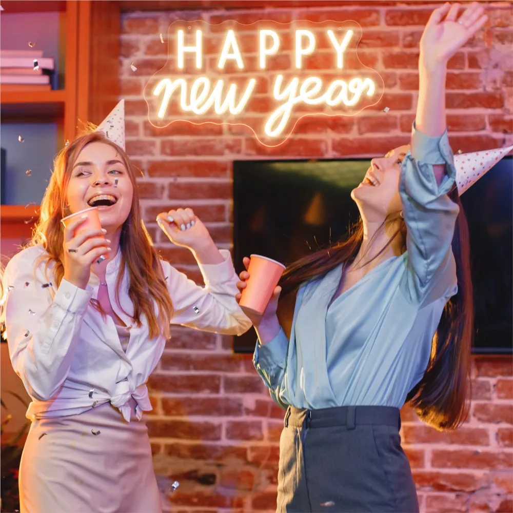 Happy New Year Neon Sign Led Light Party Decor Wall Art Neon Light Led Signs Room Decor Bar Shop Cafe Restaurant Decortive Light