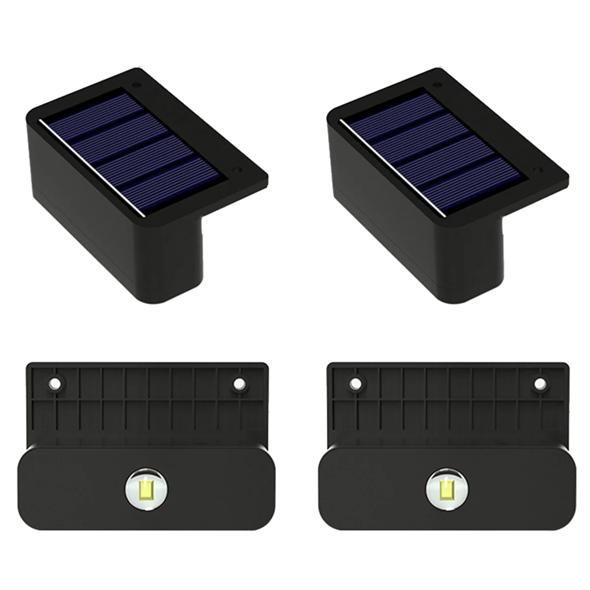 BAAU 4 Pcs LED Solar Wall Lamps Stair Light Outdoor Lighting Fence Porch Decorative Lamp Step Fence Yard Garden White Light