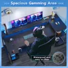 Gaming Desk 70.8'' with LED Lights and Storage Shelves, Computer Desk with Monitor Stand, Power Outlets and Cup Holder, Large P 5