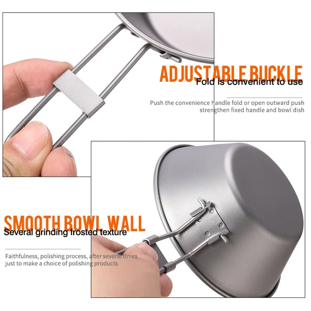 메쉬 백이 있는 캠핑 그릇, 티타늄 시에라 컵, 초경량 접이식 그릇 냄비, 하이킹 피크닉 야외 식기, 300ml, 450ml, 1 개