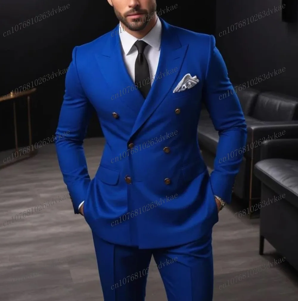 Fashion Dark Green Business Men Suit Groom Groomsman Wedding Party Prom Formal Occasion Tuxedos 2 Piece Set Blazer Pants