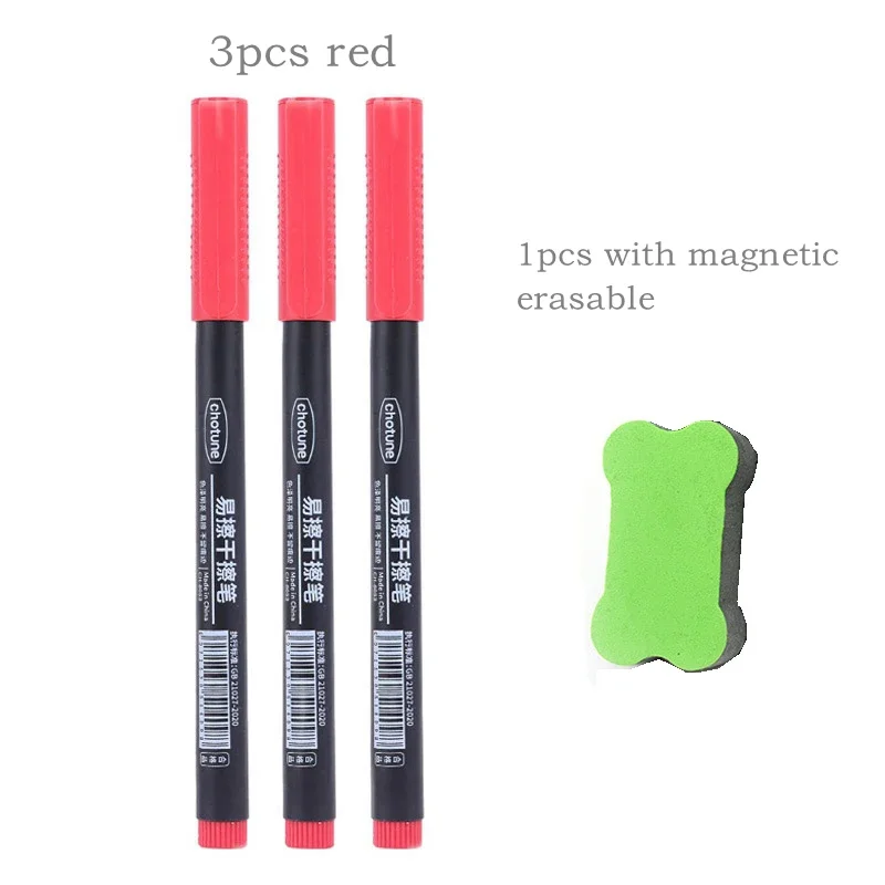 8-Pack Fine Point Erasable Whiteboard Markers Set - Black, Blue, Red Ink for School, Office, and Art Stationery
