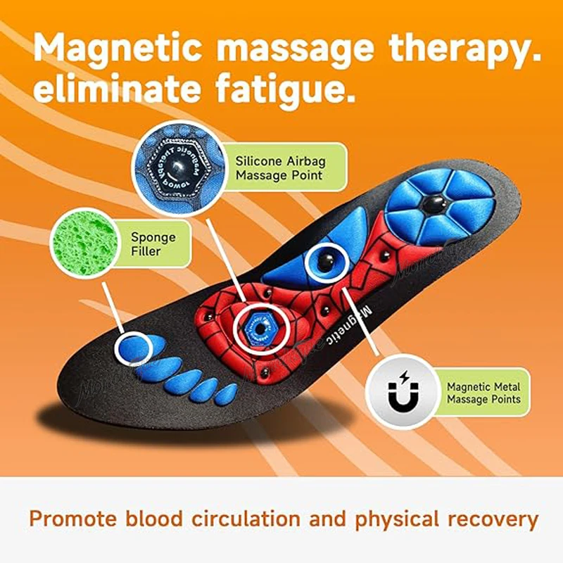 Magnetic Insoles Foot Massage Shoe Inserts with Arch Support Non-Slip Cushioning Comfort Shock Absorption Sporting Insole Unisex