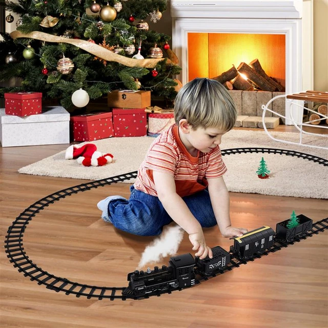 Kids Steam Engine Locomotive Toy Freight Electric Model Train Railway Train  Toy Steam Train Set Plaything