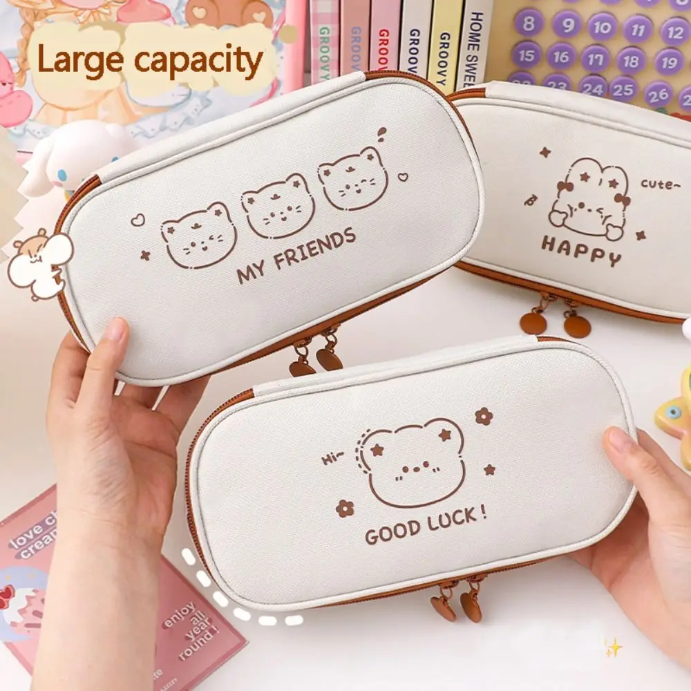 

Multi-function Zipper Pencil Bag New Portable Large-capacity Storage Bag Cute Cartoon Stationery Case Student School Supplies