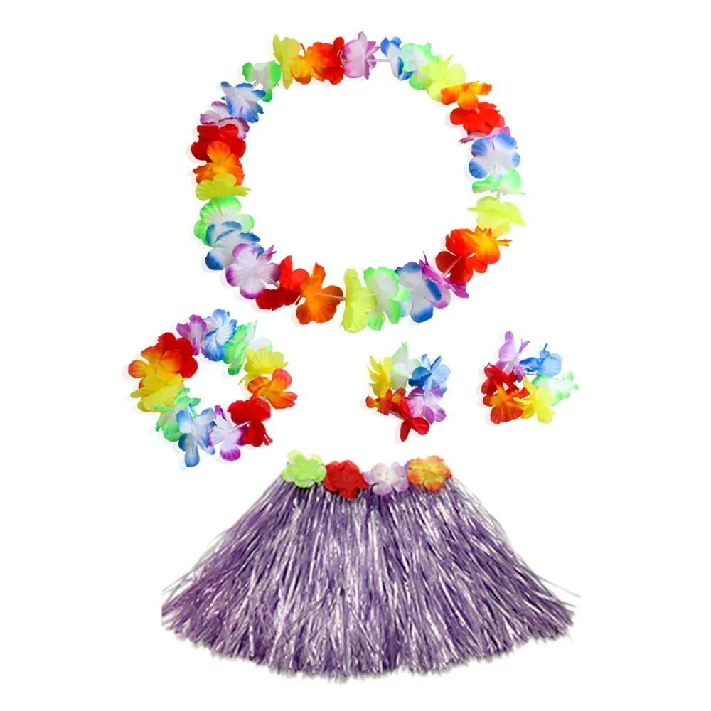 Kunststofffasern, Kinder-Grasröcke, Hula-Rock, hawaiianische Kostüme, 40 cm, 5 Stück, zum Anziehen, festliches und Partyzubehör – Detail 8