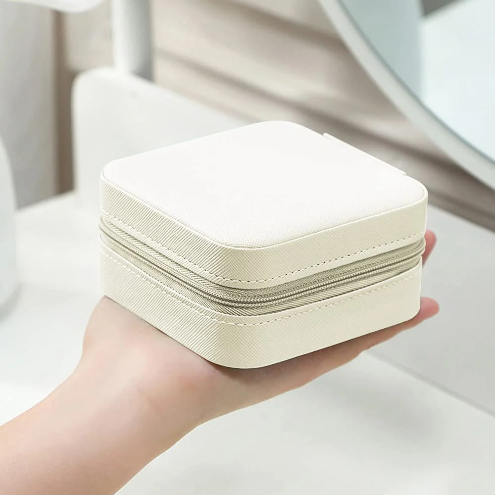 Jewelry Storage Box Portable Organizer Display Travel Jewelry Zipper 3D Pattern Case Box Earrings Necklace Rings Jewelry Box
