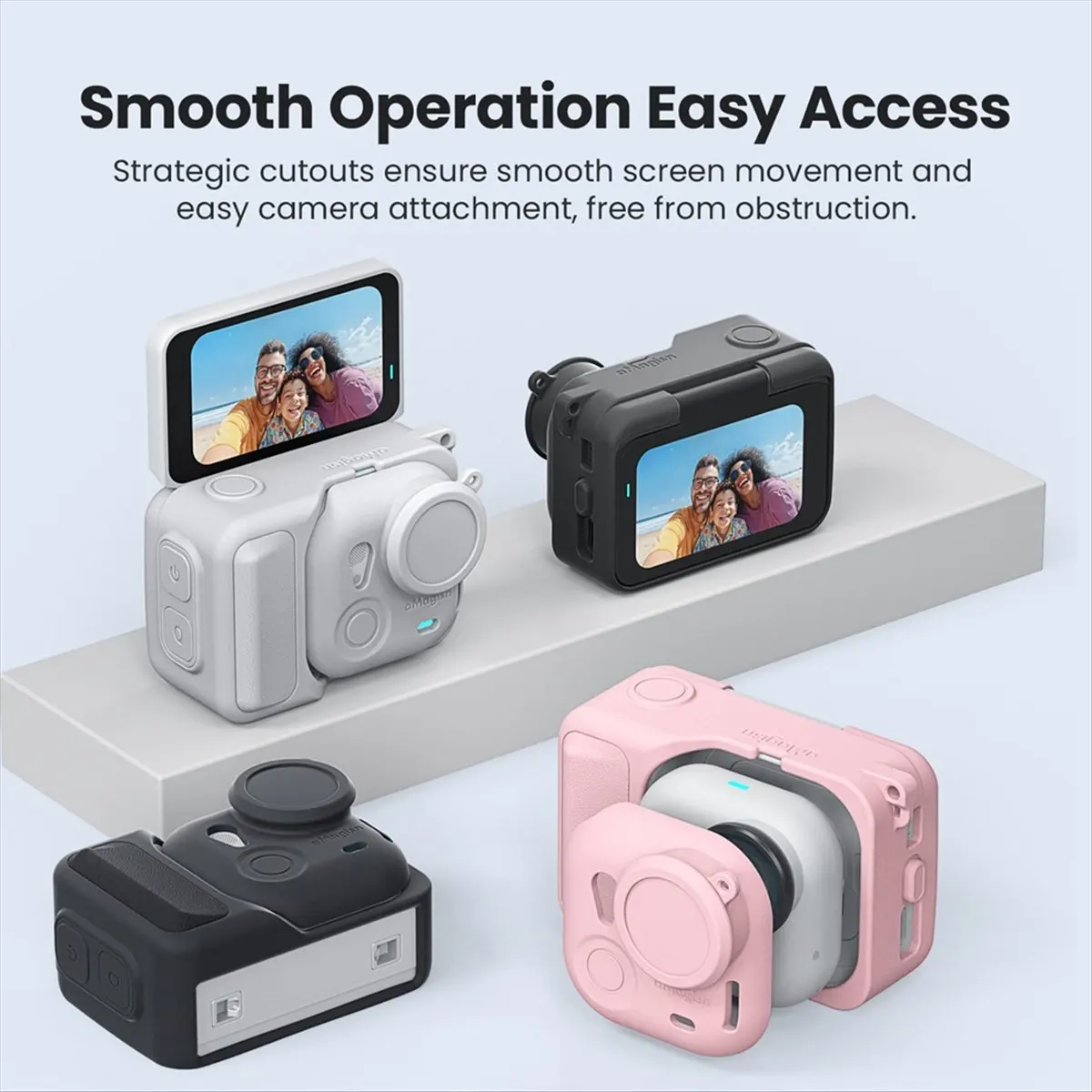N05R AMAGISN Insta360 Go 울트라 액션 카메라용 실리콘 보호 케이스 보호 스킨 커버 스포츠 카메라 액세서리 블랙