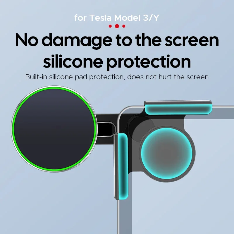 Foldaway Car Phone Mount Holder 15W Magnetic Magsafe Macsafe Wireless Charger for Tesla Model NEW 3 Y X S BYD Atto 3 Accessories