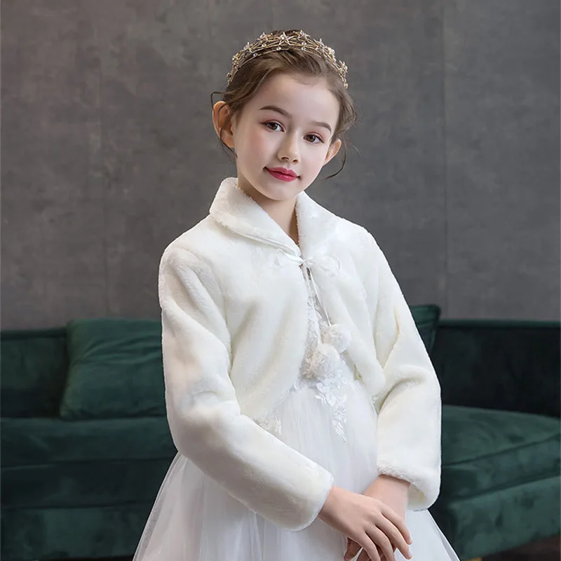 Kids Jackets Kids Coats Girls Plush Jacket Princess Warm Cape Children Wedding Birthday Party Long Sleeves Clothing
